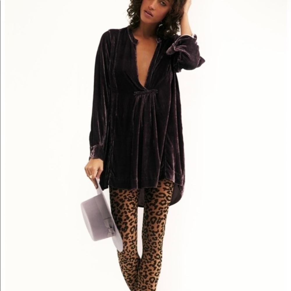 RARE Free People x CP Shades Black Silk Blend Velvet She's Got It Tunic Dress - Picture 3 of 13